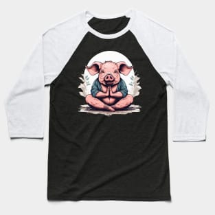 Pig Yoga Namaste National Pig Day Humor Baseball T-Shirt